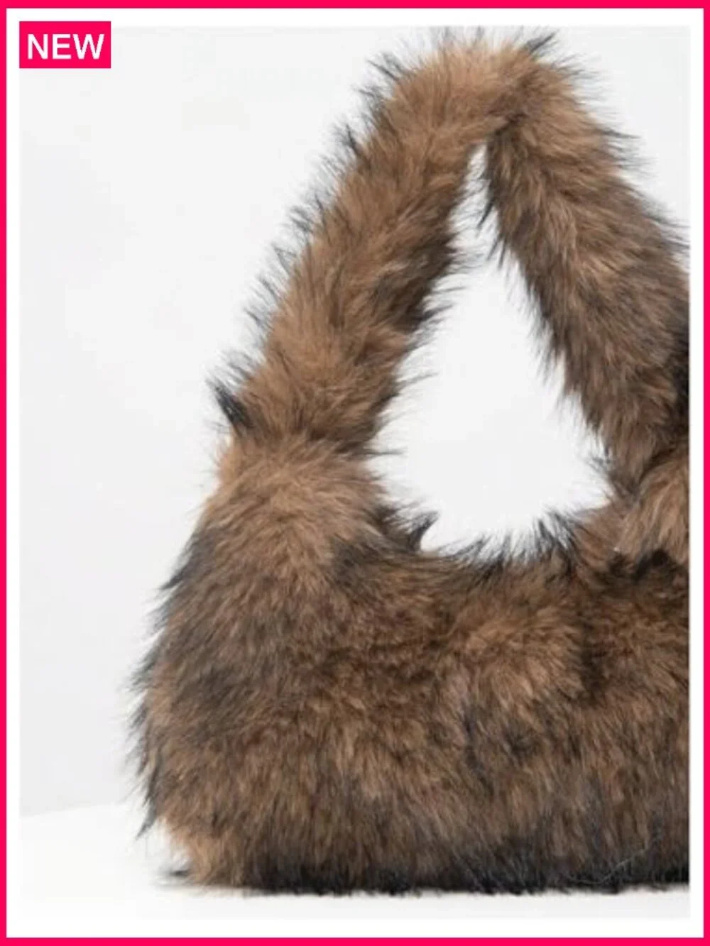 Faux Fur Crescent Shoulder Bag Hobo Tote Purse